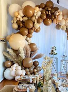 124pcs Coffee Brown Latex Balloon Arch Set, Suitable For Graduation Ceremony, Birthday, Wedding, Anniversary, Celebration, Party Decoration - Brown - View 6