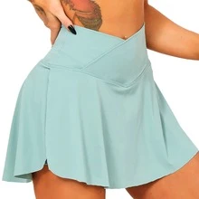 Women Pleated Tennis Skirt, Shorts Crossover High Waisted Athletic Golf Skorts Workout Sports Dress, Woman Active Dress - màu xanh lá - Xem 2