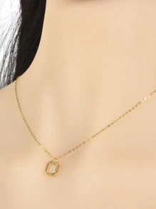 ANDYWEN 1 pieza Collar de moda plata de ley 925 26 letras - Dorado - Ver 5