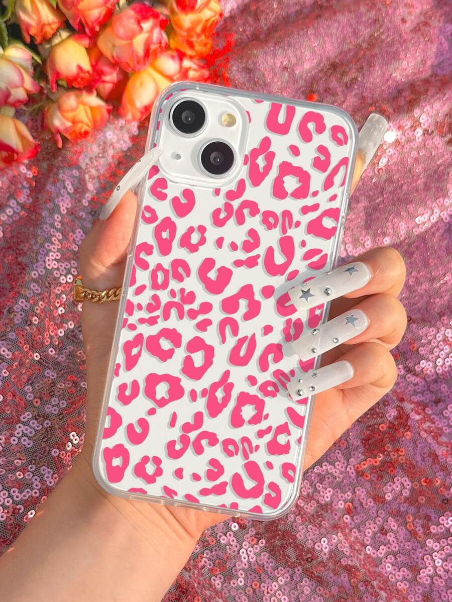 Apple Cheetah Pink Leopard Clear Phone Case Waterproof Shockproof Anti-Fall Scratch Resistant,International Version, Not The Domestic Version - Multicolor - View 1