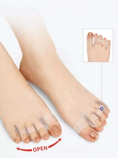 2pcs Transparent Soft Silicone Toe Separator, Painless Toe Spacer Suitable For Casual Shoes And Sports Shoes