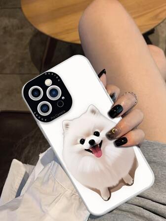 白色TPR聚氨酯材料狗狗形狀手機殼,適用於iphone