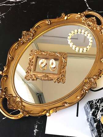 Vintage Glass Mirror Tray, Ins Style Aromatherapy Jewelry Display Organizer Tray, Desktop Decoration Back To School