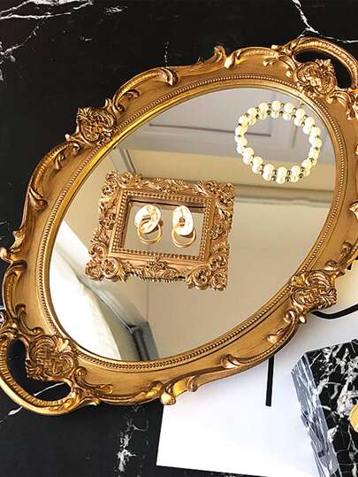Plateau miroir en verre vintage, plateau organisateur de présentation de bijoux et d'aromathérapie de style Ins, décoration de bureau, retour à l'école, décoration de chambre