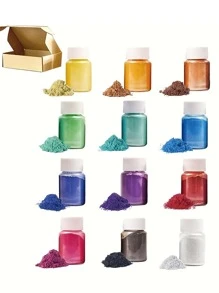 12 Botellas de pigmento Polvo pintura revestimiento - Multicolor - Ver 1