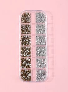 Hộp hình chữ nhật 12 ô đính đá Rhinestone màu vàng và bạc, khoảng 1200 viên - Nhiều màu - Xem 4