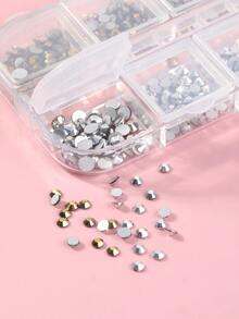 Hộp hình chữ nhật 12 ô đính đá Rhinestone màu vàng và bạc, khoảng 1200 viên - Nhiều màu - Xem 3