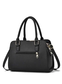 新款女士手提包，女士优雅手提包，经典单肩包，带绒球装饰的时尚手提包，适合作为送给女性、新晋专业人士和白领人士的母亲节礼物 - 黑色 - 查看 2