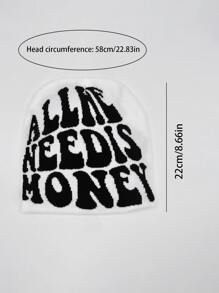 1件男士的時尚Y2K風格字母提花針織帽，適合日常穿著或街頭風格