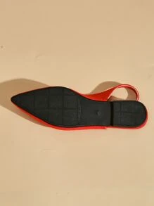 2024 Spring & Summer New French Style Low Heel Closed Toe Sandals, Thick Heel Pointed Toe High Heels For Elegant Lady - Red - View 7