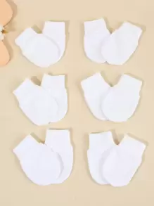 Juego de 6 pares de manoplas de unicolor anti-arañazos para bebés recién nacidos, suaves y lindos para uso diario y días festivos