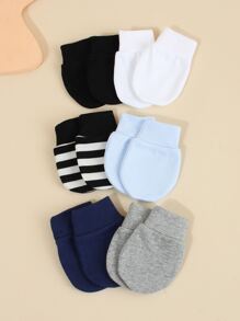 6 pares de manoplas de color liso antiarañazos para bebés recién nacidos, suaves y lindas, para uso diario y celebraciones de bebé - Multicolor - Ver 4