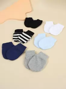 6 pares de manoplas de color liso antiarañazos para bebés recién nacidos, suaves y lindas, para uso diario y celebraciones de bebé - Multicolor - Ver 2