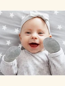 6 pares de manoplas de color liso antiarañazos para bebés recién nacidos, suaves y lindas, para uso diario y celebraciones de bebé - Multicolor - Ver 5