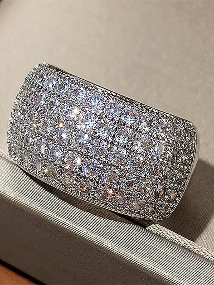 1pc Elegant White Zirconia Ring, Minimalist Design, Gift For Loved One