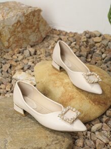 Hợp thời Và Đúng mốt Linh hoạt Phong cách cổ tích Của phụ nữ Giày cao gót - Màu be - Xem 4