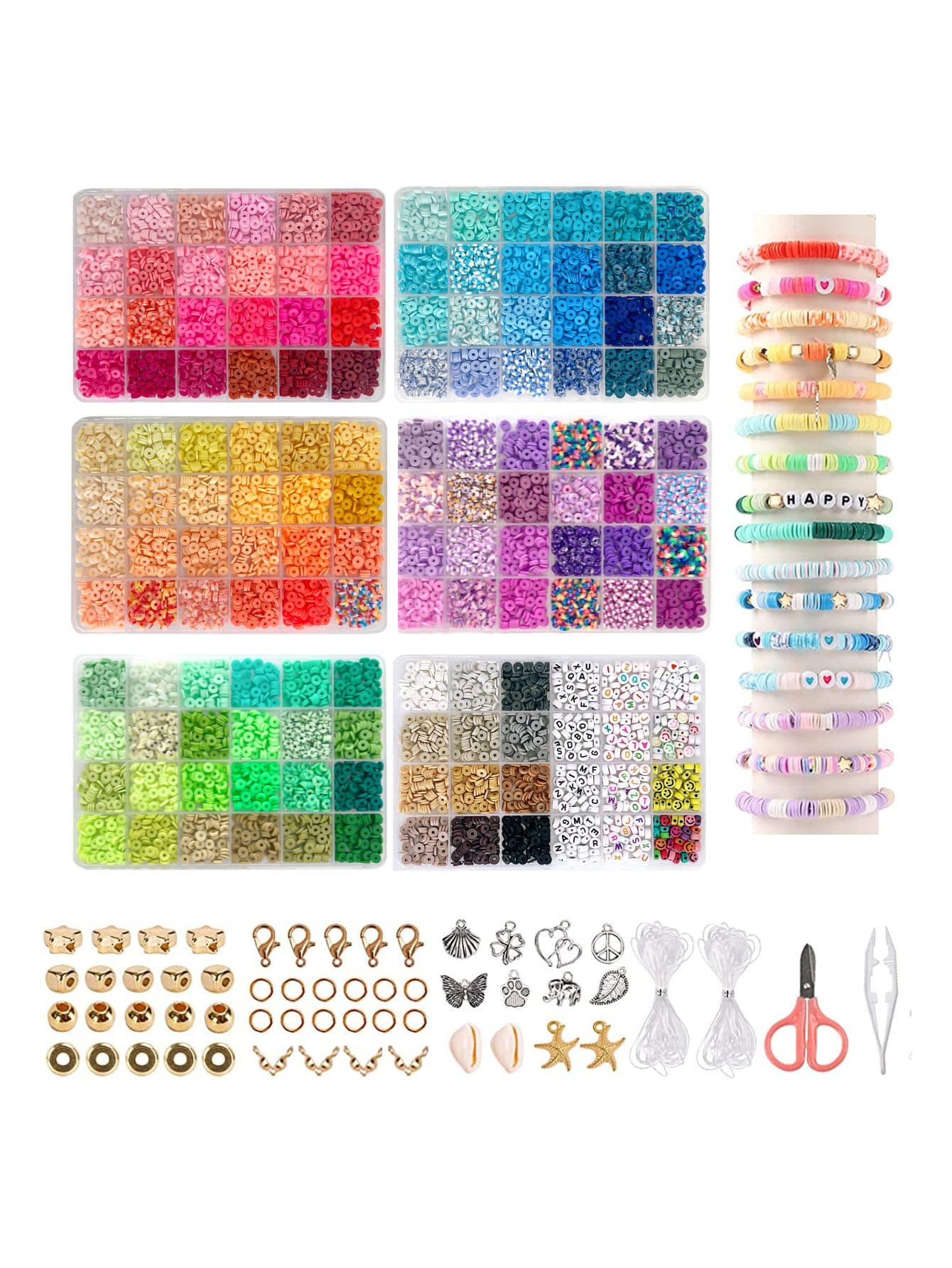 Đất sét Hạt 132 Màu sắc Boho Bộ làm đồ trang sức - 132 màu 11173 cái - Xem 1