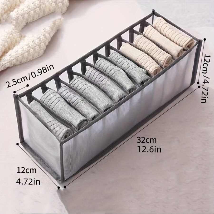 Underwear Storage Box, Mesh Compartment For Stockings, Bra & Panties