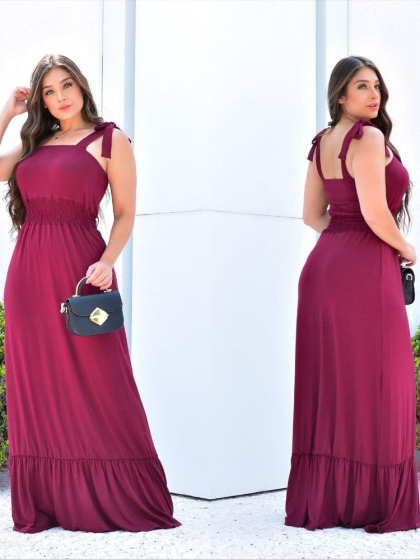 Women Dresses - 酒紅色 - 查看 1