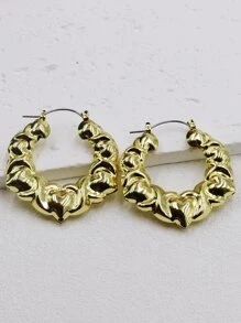 1 paio Orecchini circolari alla moda geometrico metallo scavato grande