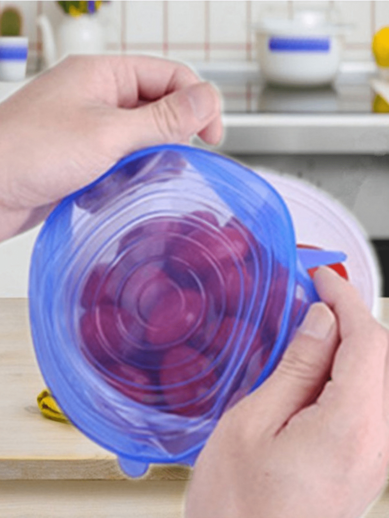 6pcs Stretchable Silicone Bowl Cover, Reusable Fresh Keeping Cover