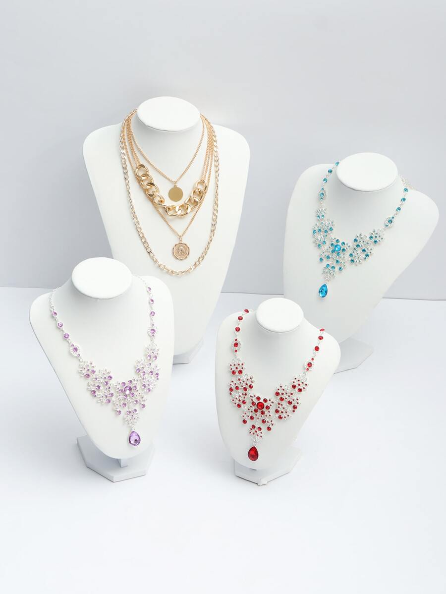 1pc V-Shaped Necklace Model Display Stand Mannequin Neck Pendant Holder Jewelry Prop - White - View 1