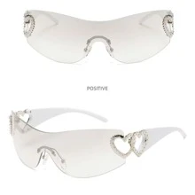 1pc Ladies' Heart Shaped Rimless Fashion Glasses Fashion Eyewear, European And American Style