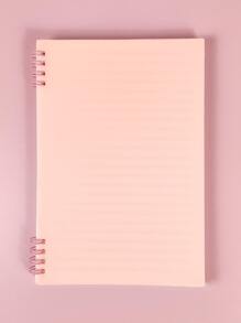 1pc A5 Morandi Color Lined Spiral Notebook - Pink - View 1