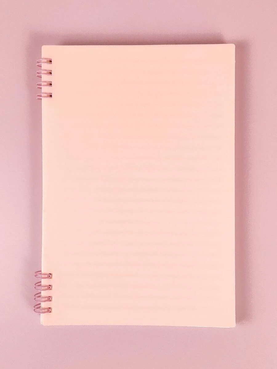 1pc A5 Morandi Color Lined Spiral Notebook - Pink - View 1