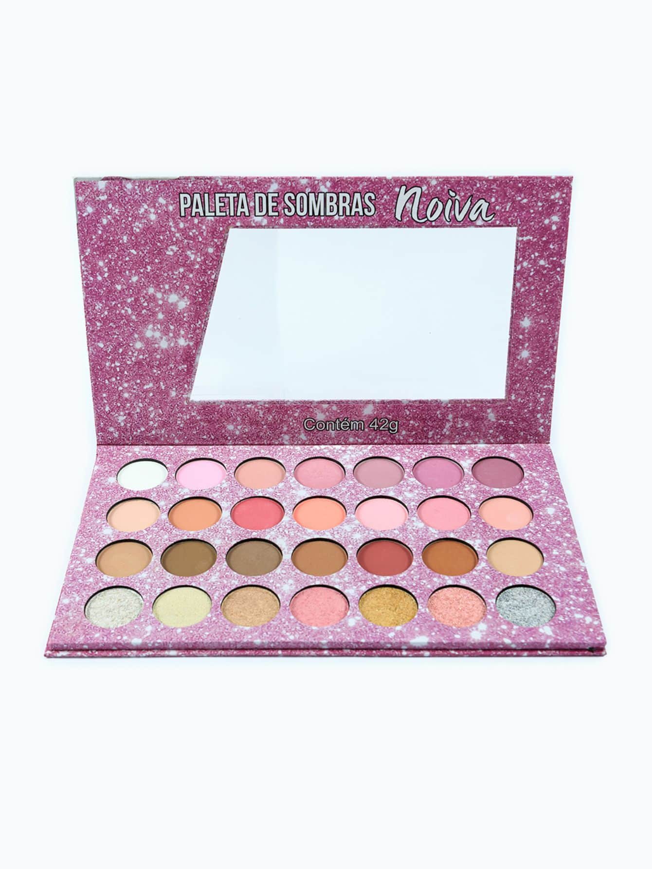 Paleta De Sombras Noiva Ludurana 28 Cores Altamente Pigmentada - Rosa chiclete - Visão 1
