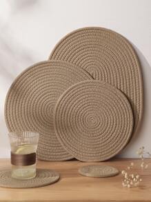 1 pieza Posavasos de mesa de centro de comedor con diseño de cuerda trenzada, estera minimalista y resistente al calor para decoración de hogar de estilo rural, perfecta para decorar tu mesa de comedor