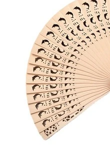 8英寸鏤空魚形狀木頭扇適用於日常使用 - 棕色 - 查看 2