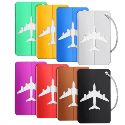 8 件彩色铝制行李牌，带姓名 ID 卡、不锈钢环和卡夹 - 飞行必备旅行配件和行李识别行李箱标签，适用于旅行学院行李，适用于书包，防丢失便携式防水双面隐私保护袋，适用于学校，学校配件，学校用品