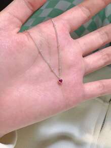 GAGAFEEL 1pc Delicate 925 Sterling Silver Heart Shaped Collarbone Chain For Women Valentines - Silver - View 4