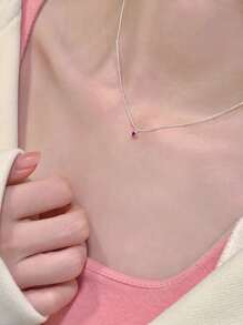 GAGAFEEL 1pc Delicate 925 Sterling Silver Heart Shaped Collarbone Chain For Women Valentines - Silver - View 6