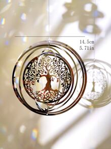 1入組3D生命樹圖案花園太陽捕手裝飾風鈴由不銹鋼製成，適合戶外花園裝飾