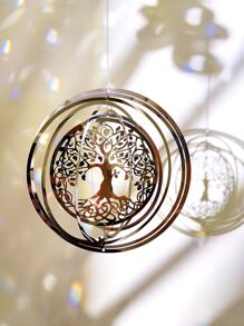 1入組3D生命樹圖案花園太陽捕手裝飾風鈴由不銹鋼製成，適合戶外花園裝飾