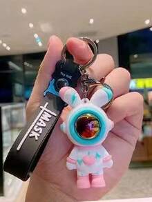 Trending Lightning Heart Rabbit Keychain, Rabbit Heart Keyring, Creative Astronaut Backpack Charm, Phone Pendant - Multicolor - View 3