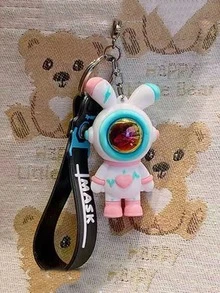 Trending Lightning Heart Rabbit Keychain, Rabbit Heart Keyring, Creative Astronaut Backpack Charm, Phone Pendant - Multicolor - View 4
