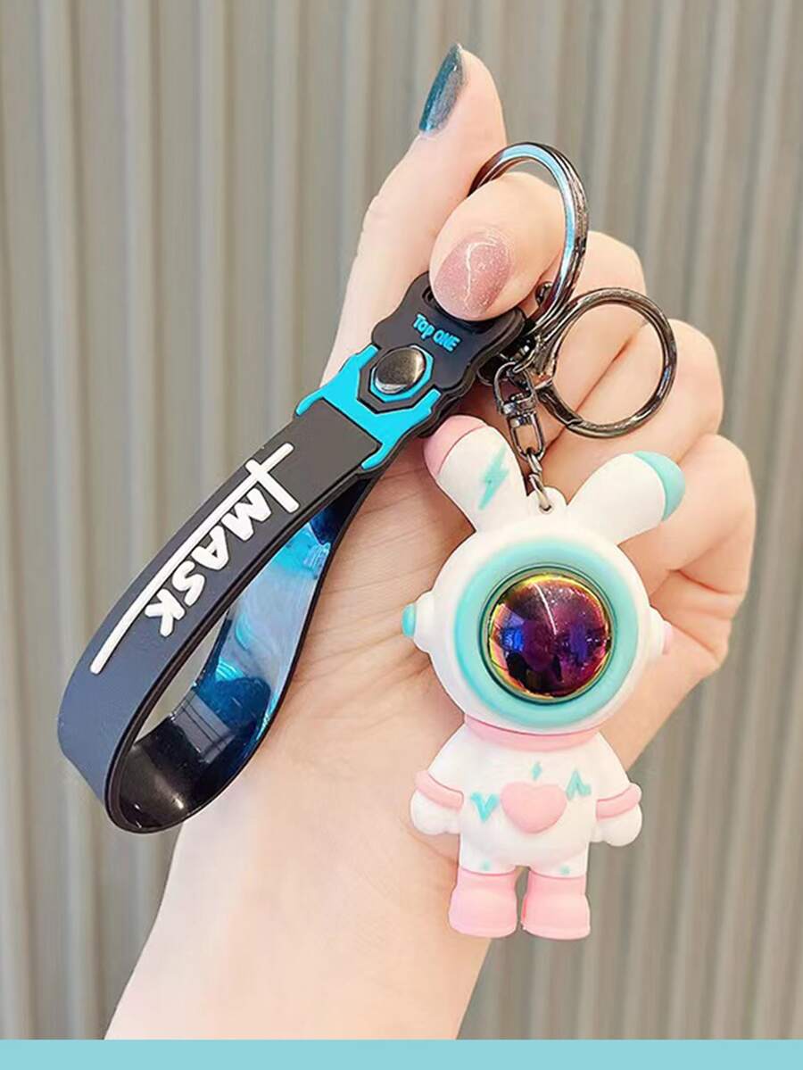 Trending Lightning Heart Rabbit Keychain, Rabbit Heart Keyring, Creative Astronaut Backpack Charm, Phone Pendant - Multicolor - View 1