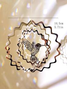 1入組 3d 蜂鳥形狀戶外花園裝飾太陽捕手，金屬不銹鋼風旋轉器風鈴懸掛裝飾品 - 銀色 - 查看 2