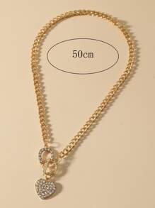 Collar de cadena con corazón con diamante de imitación - Amarillo Oro - Ver 4