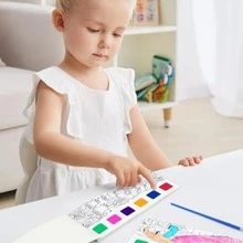 創意水彩塗色本DIY繪圖筆記本卡通便簽兒童素描本帶水彩紙和顏料（顏色和款式隨機，1入組） - 彩色 - 查看 7