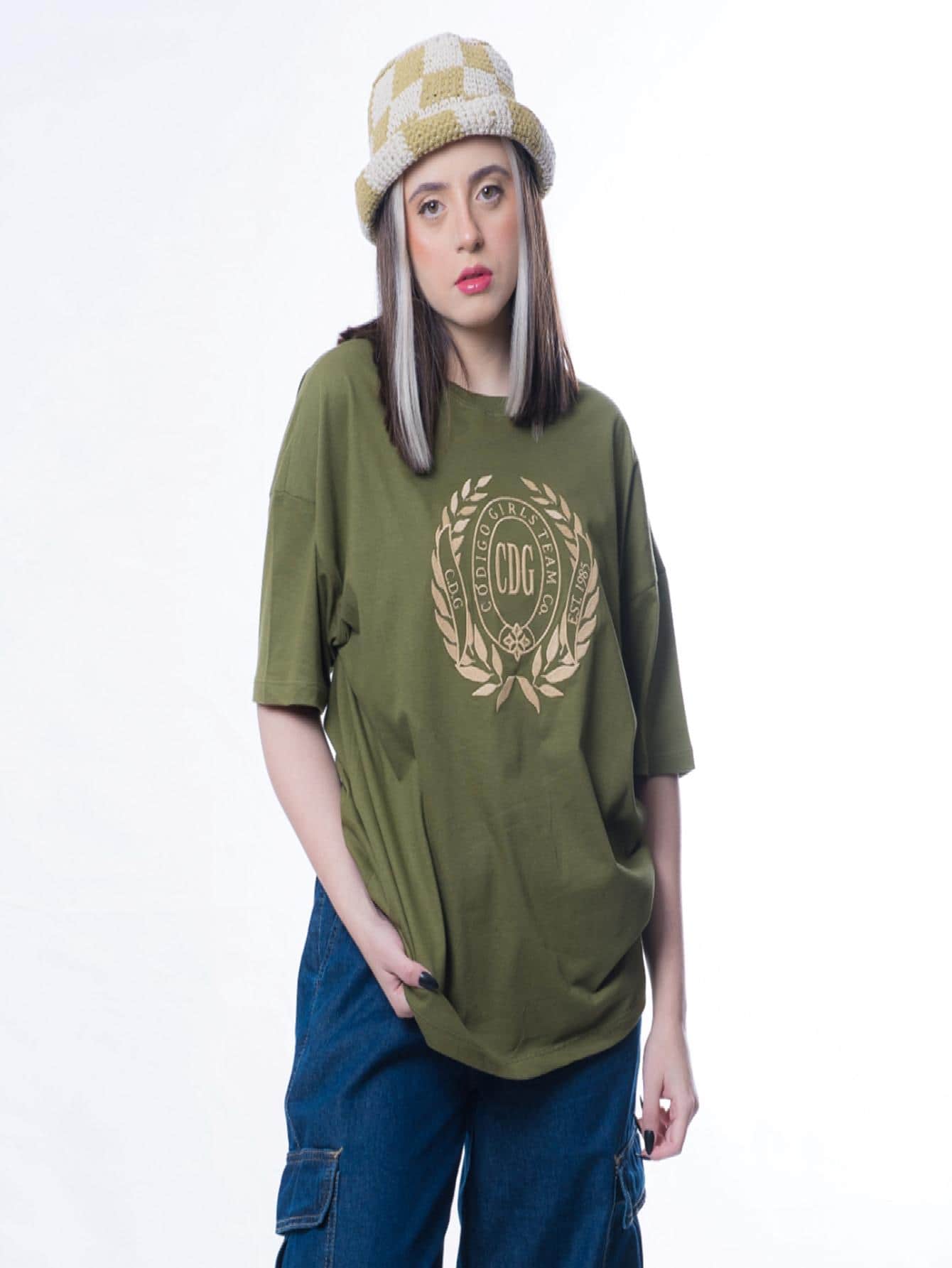 Camiseta Oversized com Estampa de Brazão