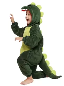 Pijama Macacão de Dinossauro Infantil Menino Kigurumi Com Capuz