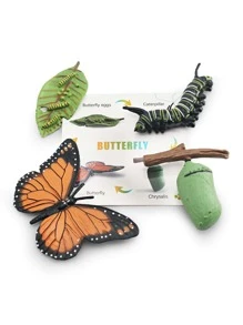 8入組生命週期學習和教育玩具套裝，寫實的蝴蝶模型玩具，蒙特梭利幼兒學習玩具，附帶學習卡片，適合學校、學生、文具、學用品等 - 黑色 - 查看 2