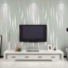 Fashionable And Simple Silver Grey 3d Wave Pattern Foaming Non-Woven Wallpaper, Waterproof And Customizable Length, Suitable For Living Room, Bedroom, And Full-Wall Decoration Gifts Birthday Graduation - Grey - View 2
