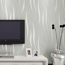 Fashionable And Simple Silver Grey 3d Wave Pattern Foaming Non-Woven Wallpaper, Waterproof And Customizable Length, Suitable For Living Room, Bedroom, And Full-Wall Decoration Gifts Birthday Graduation - Grey - View 9