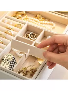 Joyero Alajero 2 Niveles, Organizador De Joyas Maletín. - Verde - Ver 6