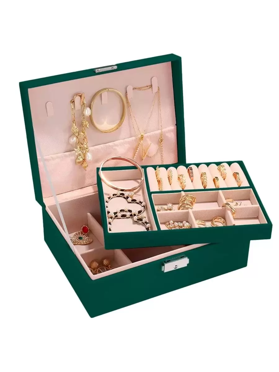 Joyero Alajero 2 Niveles, Organizador De Joyas Maletín.